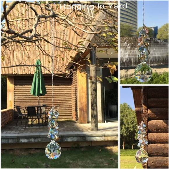 40mm Crystals Ball Prisms Suncatcher Hanging Ornament Chakra Crystals Rainbow - Picture 3 of 7